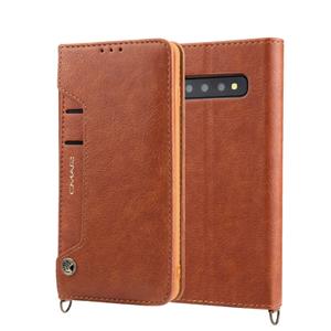 Voor Galaxy S10 CMai2 Kaka-serie Litchi Texture Horizontal Flip Leather Case met Holder & Card Slots(Brown)