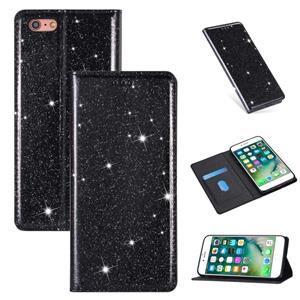 huismerk Voor iPhone 6 Plus Ultrathin Glitter Magnetic Horizontal Flip Leather Case met Holder & Card Slots(Zwart)