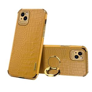 huismerk Geklakte TPU Crocodile Patroon Lederen Case met Ringhouder voor iPhone 13 Pro Max