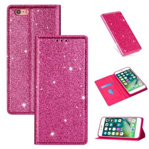 huismerk Voor iPhone 6 Plus Ultradunne Glitter Magnetische horizontale flip lederen hoes met houder & kaartslots (Rose Red)