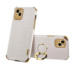 huismerk Geklakte TPU Crocodile Patroon Lederen Case met Ringhouder voor iPhone 13 Pro Max