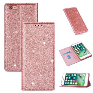 huismerk Voor iPhone 6 Plus Ultradunne Glitter Magnetische horizontale flip lederen hoes met Holder & Card Slots (Rose Gold)