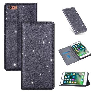 huismerk Voor iPhone 6 Plus Ultradunne Glitter Magnetic Horizontal Flip Leather Case met Holder & Card Slots(Grijs)