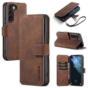 For Samsung Galaxy S22 DG.MING Retro Oil Side Horizontal Flip Leather Case with Holder & Card Slots & Wallet(Coffee)