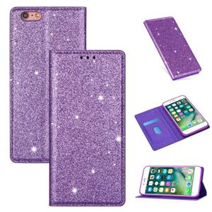 huismerk Voor iPhone 6 Plus Ultradunne Glitter Magnetic Horizontal Flip Leather Case met Holder & Card Slots(Paars)