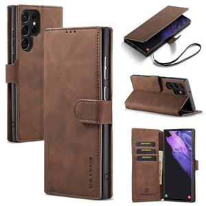 For Samsung Galaxy S22 Ultra DG.MING Retro Oil Side Horizontal Flip Leather Case with Holder & Card Slots & Wallet(Coffee)