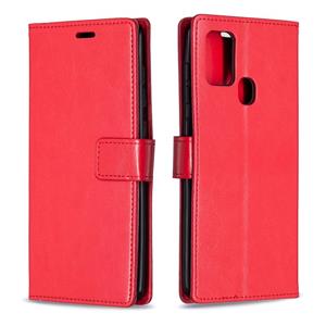 huismerk Voor Samsung Galaxy A21s Crazy Horse Texture Horizontale Flip Lederen Case met Holder & Card Slots & Wallet & Photo Frame(Red)