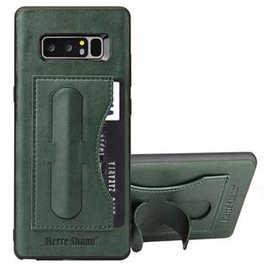 Fierre Shann voor Galaxy Note 8 volledige beschermende lederen draagtas met houder & Card Slot(Green)