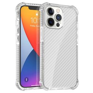 huismerk Koolstofvezel textuur vierhoek shockproof telefooncase voor iphone 13 pro max