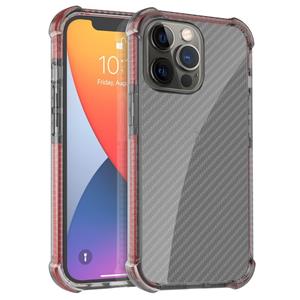 huismerk Koolstofvezel textuur vierhoek shockproof telefooncase voor iphone 13 pro max