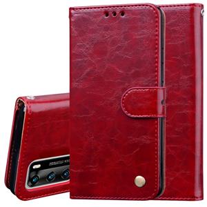 Huismerk Voor Huawei P40 Business Style Oil Wax Texture Horizontal Flip Leather Case met Holder & Card Slots & Wallet(Red)