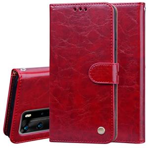 Huismerk Voor Huawei P40 Pro Business Style Oil Wax Texture Horizontal Flip Leather Case met Holder & Card Slots & Wallet(Red)