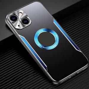 huismerk Aluminium legering + TPU -telefoonhoesje voor iPhone 13 (zwart blauw)