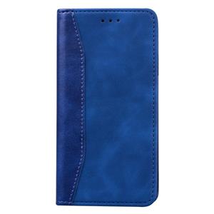 Huismerk Voor iPhone XR Business Stitching Horizontale Flip Lederen case met Double Folding & Bracket & Card Slots & Photo Frame & Wallet(Sapphire Blue)