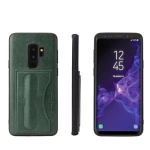 huismerk Fierre Shann volledige dekking beschermende lederen draagtas voor Galaxy S9 met houder & kaartsleuf (groen)