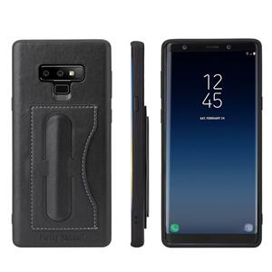 huismerk Fierre Shann volledige beschermende lederen Case voor Galaxy Note9 met houder & kaart van Slot(Black)