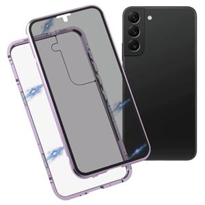 huismerk Voor Samsung Galaxy S22 5G Anti-Peeping Magnetic Double-Sided Gehard Glass Phone Case (Purple)