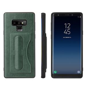 huismerk Fierre Shann volledige dekking beschermende lederen draagtas voor Galaxy Note9 met houder & kaartsleuf (groen)