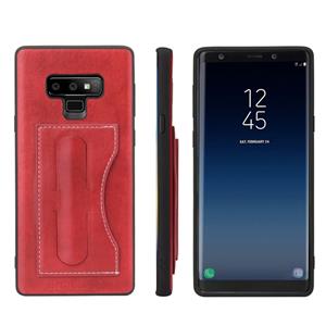 huismerk Fierre Shann volledige dekking beschermende lederen draagtas voor Galaxy Note9 met houder & kaartsleuf (rood)