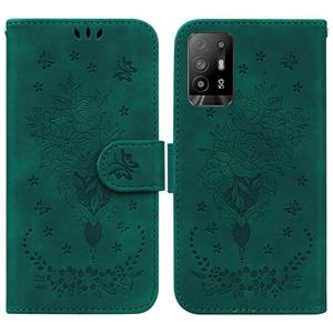 Voor Oppo A94 5G / F19 Pro+ 5G / Reno5 Z Butterfly Rose Lederen telefoonhoesje