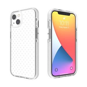 huismerk Rasterpatroon Schokbestendig Transparante TPU-telefooncase voor iPhone 13