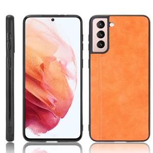 huismerk Voor Samsung Galaxy S21+ 5G / S21 Plus 5G Schokbestendige naaikoeienhuid PC + PU + TPU-hoesje(oranje)