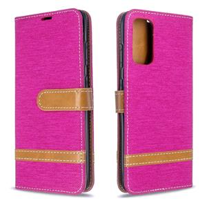 huismerk Voor Galaxy S20 Color Matching Denim Texture Horizontal Flip PU Leather Case met Holder & Card Slots & Wallet & Lanyard(Rose Red)