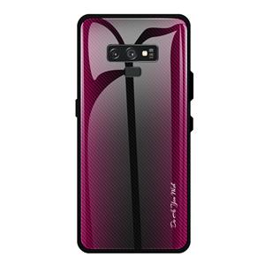 huismerk Voor Galaxy Note 9 Texture Gradient Glass Protective Case (Rose Red)