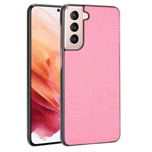 huismerk Voor Samsung Galaxy S21+ 5G / S21 Plus 5G Schokbestendige Krokodiltextuur PC + PU Case(Roze)