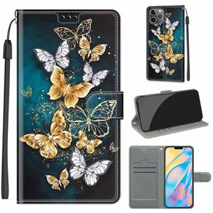 huismerk Voltage gekleurde tekening magnetische sluiting horizontale flip pu lederen tas met houder & kaart slots voor iphone 13 pro max (C20 gouden zilver vli