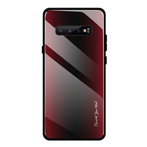 huismerk Voor galaxy S10 texture gradient glass protective case(rood)