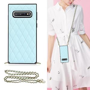 huismerk Voor Samsung Galaxy S10 Elegant Rhombic Pattern Microfiber Leather + TPU Shockproof Case met Crossbody Strap Chain