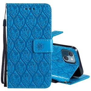 huismerk Pressed Printing Rotan Bloem Patroon Horizontale Flip PU Lederen Case met Houder & Kaart Slots & Portemonnee & Fotolijst voor iPhone 13 Mini