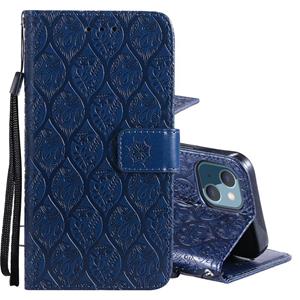 huismerk Pressed Printing Rattan Flower Patroon Horizontale Flip PU lederen tas met houder & kaart slots & portemonnee en fotolijst voor iPhone 13 mini