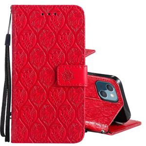 huismerk Gedrukt Printing Rotan Bloem Patroon Horizontale Flip PU Lederen Case met Houder & Kaart Slots & Portemonnee & Fotolijst voor iPhone 13 Mini