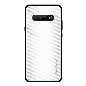 huismerk Voor Galaxy S10 textuur gradiënt glas beschermende case (wit)