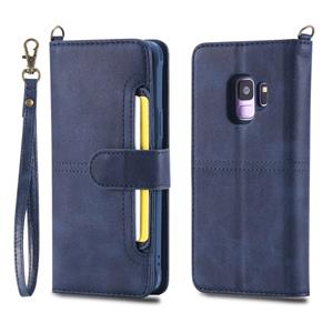 huismerk Voor Galaxy S9 multifunctioneel afneembaar magnetisch horizontaal lederen tas met kaartsleuven & houder & portemonnee & fotoframe(blauw)