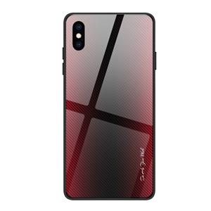 huismerk Voor iPhone XS Max Texture Gradient Glass Protective Case(Red)