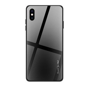 huismerk Voor iPhone XS Max Texture Gradient Glass Protective Case (Zwart)