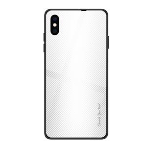 huismerk Voor iPhone XS Max textuur gradiënt glas beschermhoes (wit)