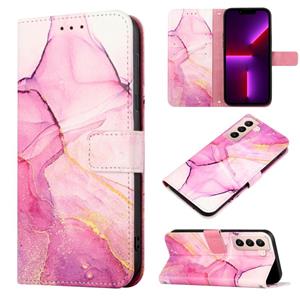 huismerk Voor Samsung Galaxy S21 + 5G PT003 Marmeren Patroon Flip Leren Telefoonhoes (Roze Purple Gold LS001)