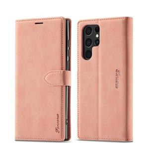 Voor Samsung Galaxy S22 Ultra 5G Forwenw F1 Series Matte Sterke Magnetism Leren Telefoonhoes (Rose Gold)