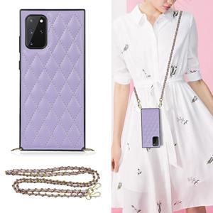 huismerk Voor Samsung Galaxy S20 Elegant Rhombic Pattern Microfiber Leather + TPU Shockproof Case met Crossbody Strap Chain (Purple)