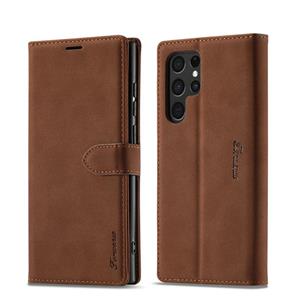 Voor Samsung Galaxy S22 Ultra 5G Forwenw F1 Series Matte Sterke Magnetism Leren Telefoonhoes (Brown)