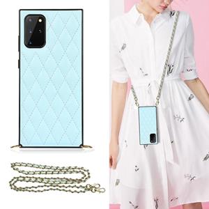 huismerk Voor Samsung Galaxy S20 + Elegant Rhombic Pattern Microfiber Leather + TPU Shockproof Case met Crossbody Strap Chain