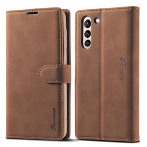 Voor Samsung Galaxy S22 5G Forwenw F1 Serie Matte Sterke Magnetism Leren Telefoonhoes (Brown)