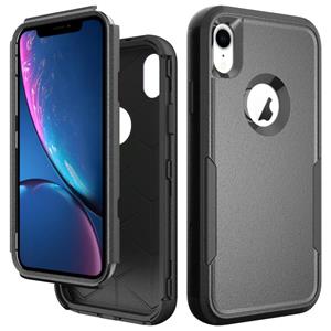 huismerk TPU + PC schokbestendige beschermhoes voor iPhone XR (zwart)