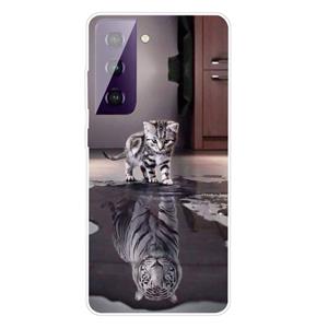 huismerk Voor Samsung Galaxy S30 gekleurd tekenpatroon zeer transparante TPU beschermhoes (Reflectie Cat Tiger)