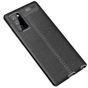 huismerk Voor Samsung Galaxy Note 20 Litchi Texture TPU Shockproof Case(Zwart)