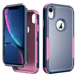 huismerk TPU + PC schokbestendige beschermhoes voor iPhone XR (Royal Blue + Pink)